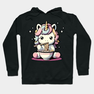 Little unicorn eating ramen noodles Hoodie